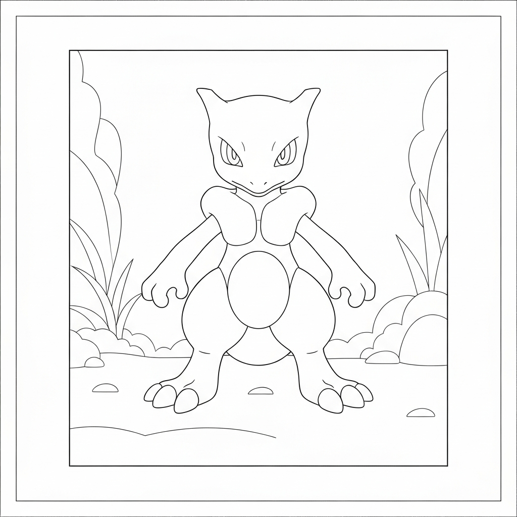 mewtwo portrait coloring page