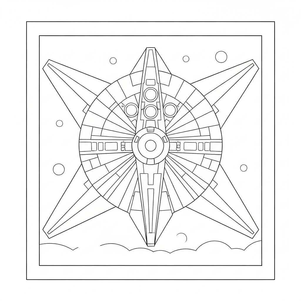 millennium falcon  easy abstract coloring page