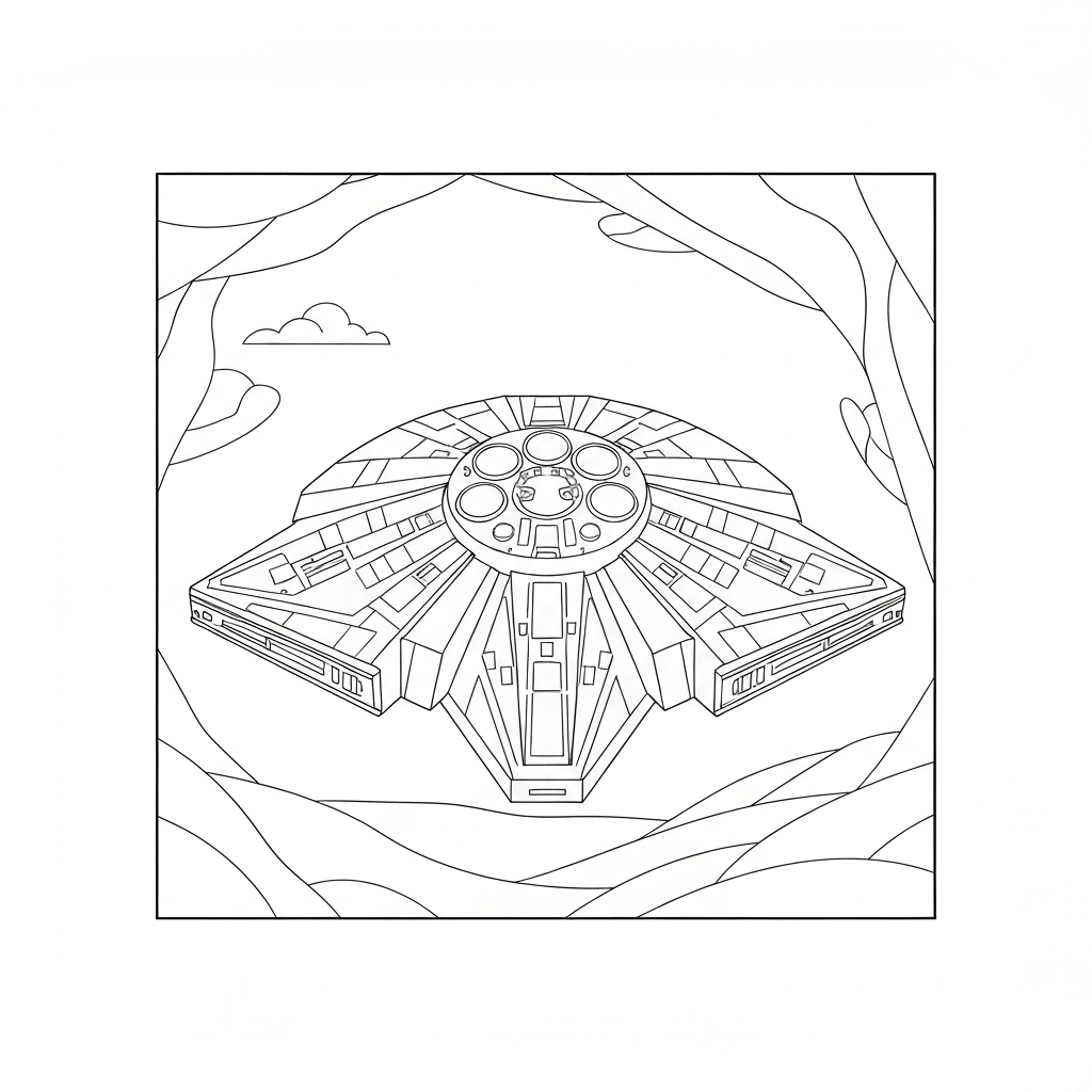 millennium falcon  easy action coloring page