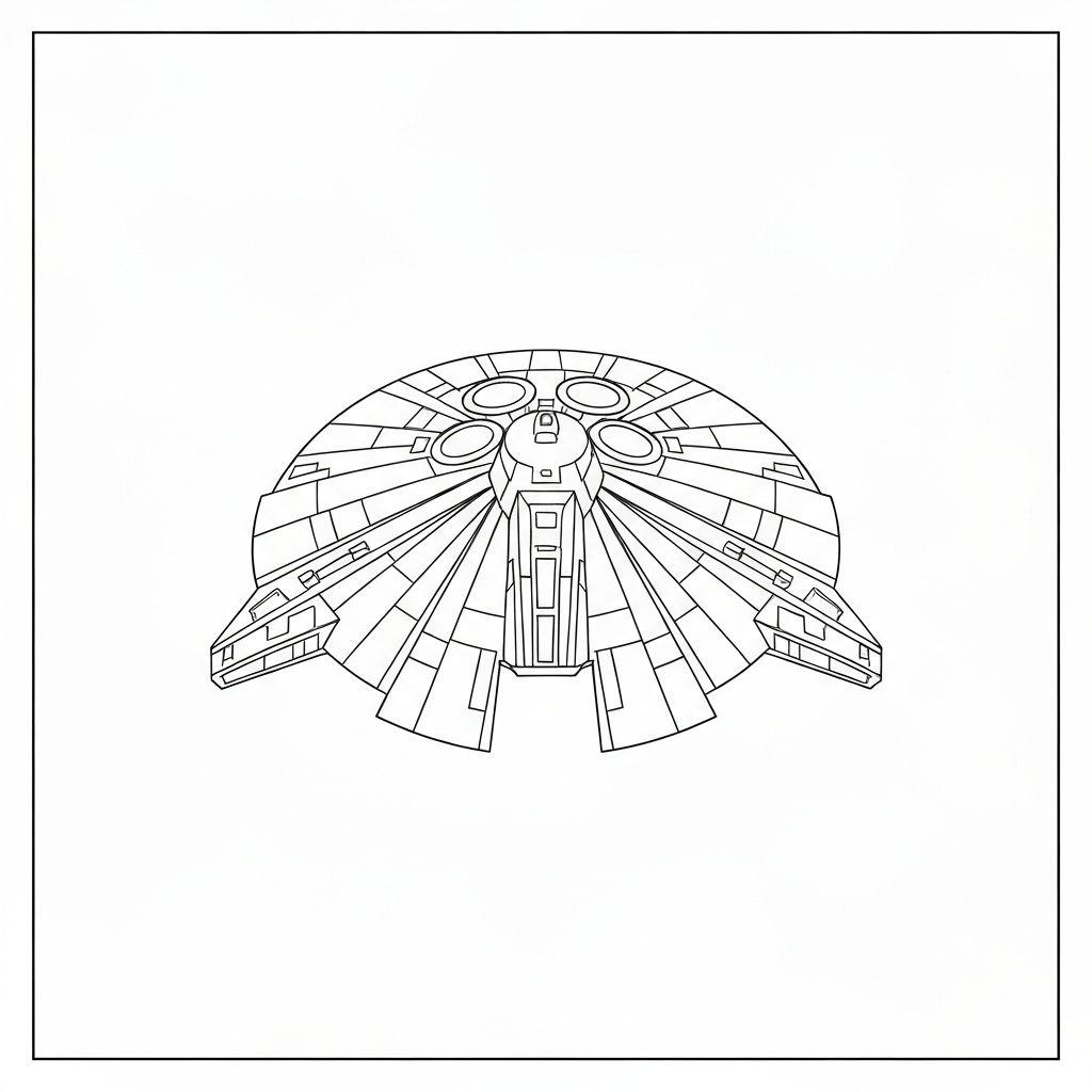 millennium falcon  easy cute coloring page