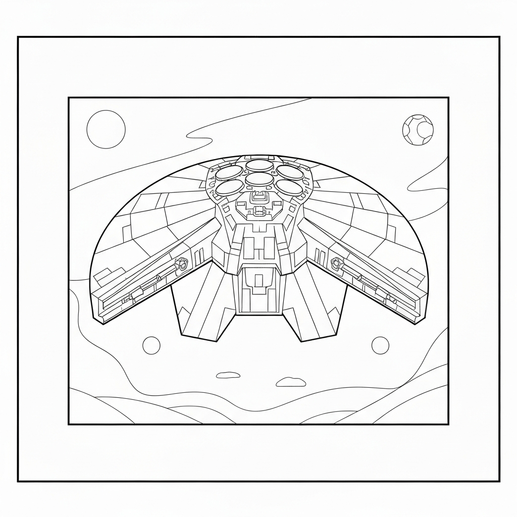 millennium falcon  easy detailed coloring page