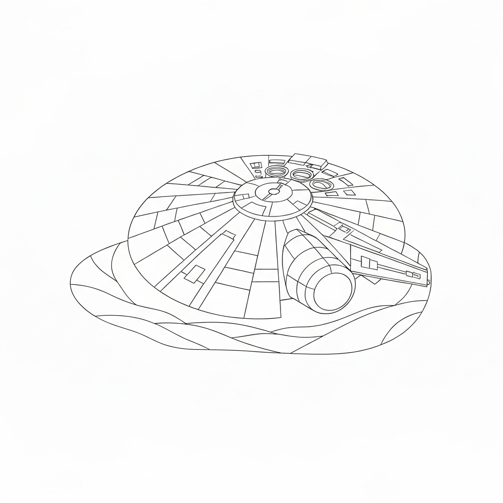 millennium falcon  easy simple coloring page