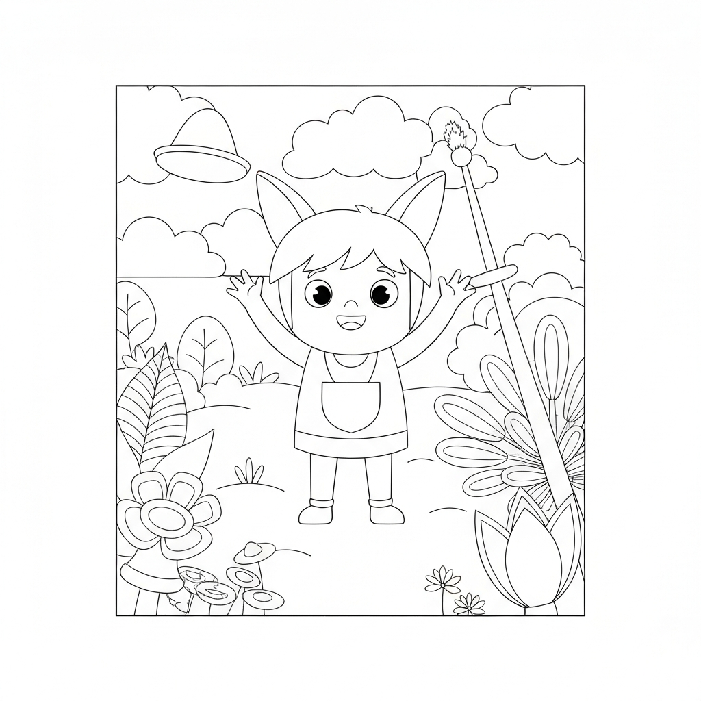 mindful cartoon coloring page