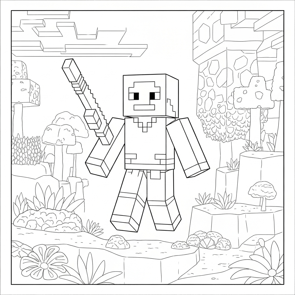 minecraft abstract coloring page