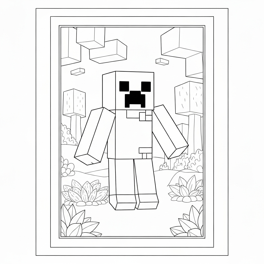 minecraft creeper soyut boyama sayfası