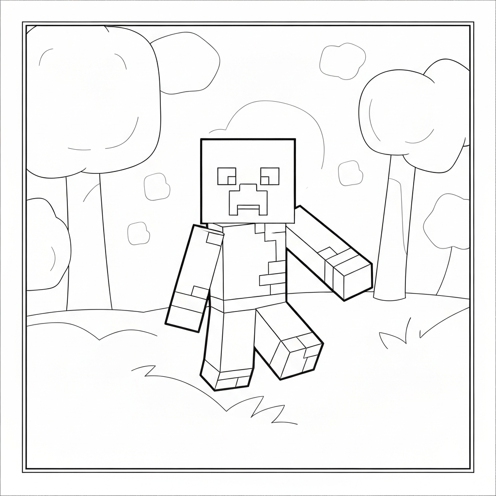 minecraft creeper çizgi film boyama sayfası