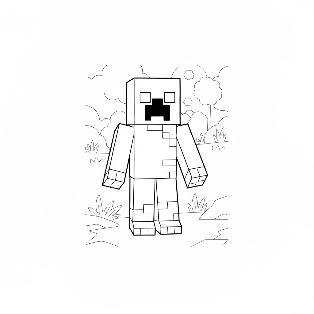 minecraft creeper detaylı boyama sayfası