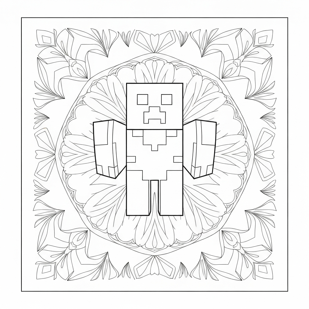 minecraft creeper mandala boyama sayfası