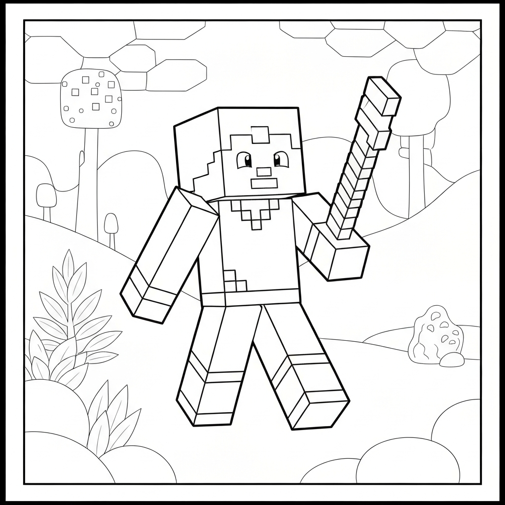 minecraft cute coloring page