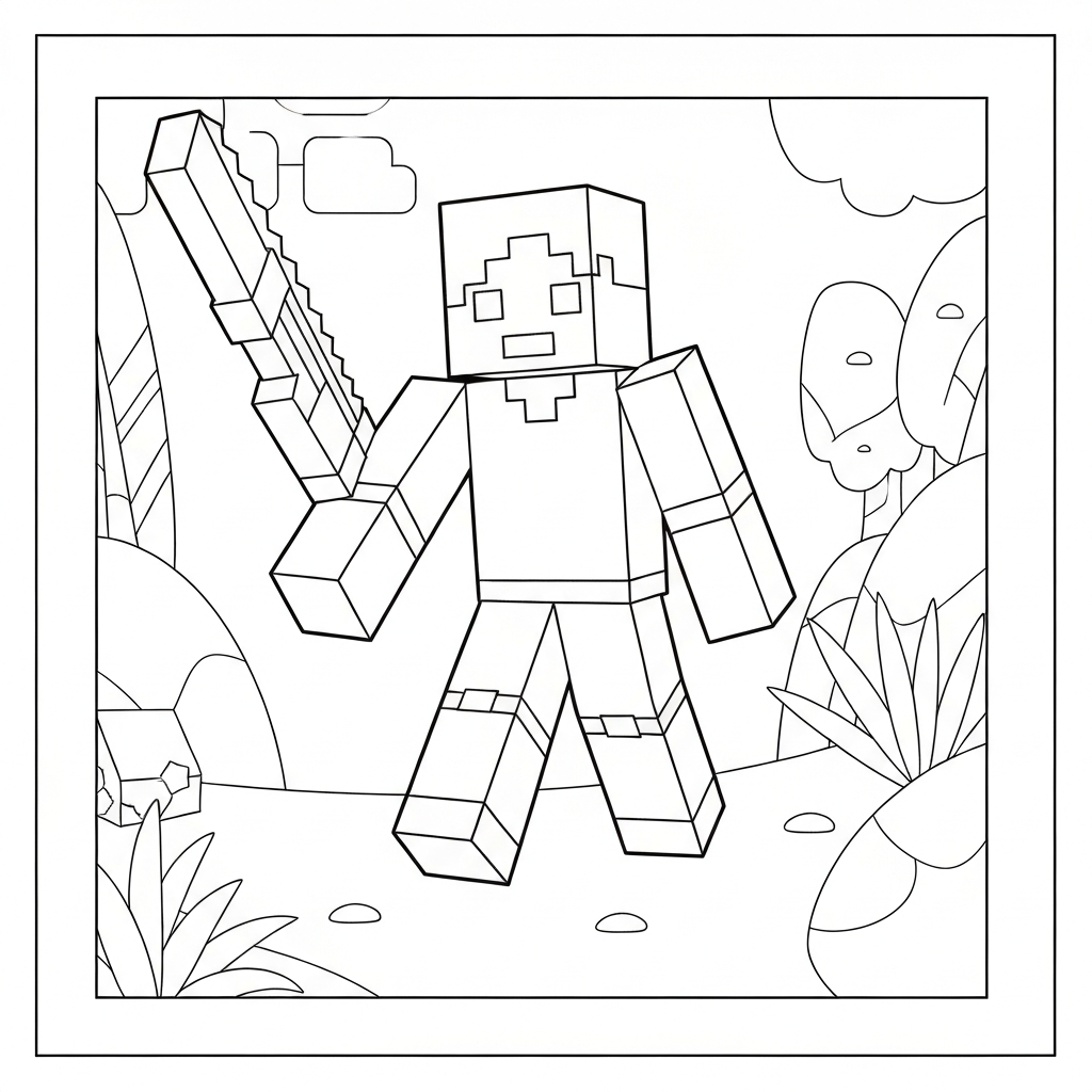 minecraft detailed coloring page
