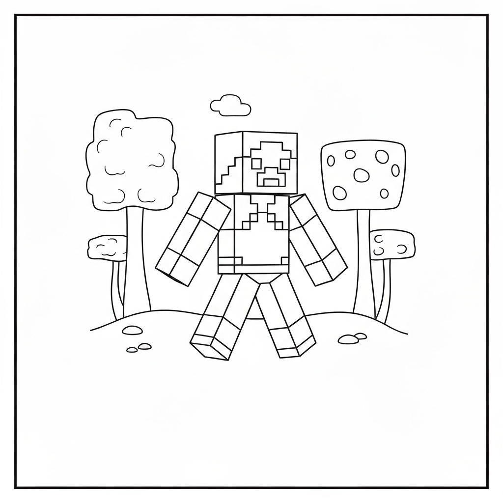 minecraft easy coloring page