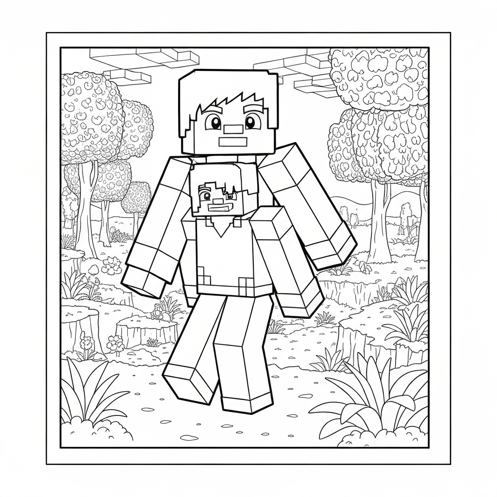 minecraft family coloring page
