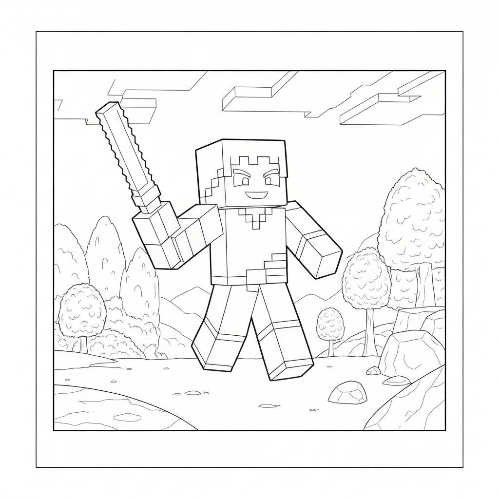 minecraft movie abstract coloring page