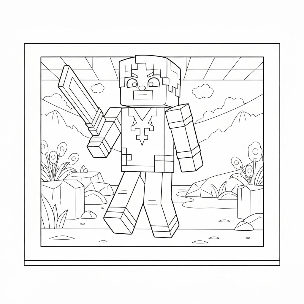 minecraft movie cartoon coloring page