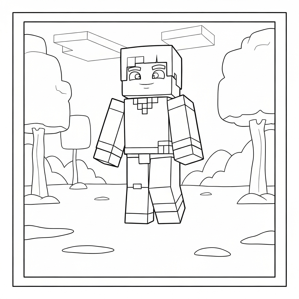 minecraft movie cute coloring page