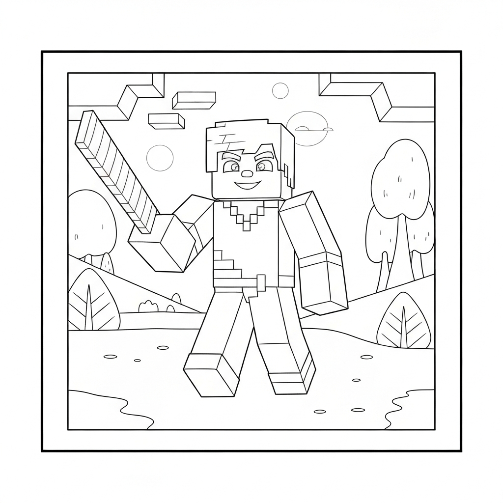 minecraft movie easy coloring page