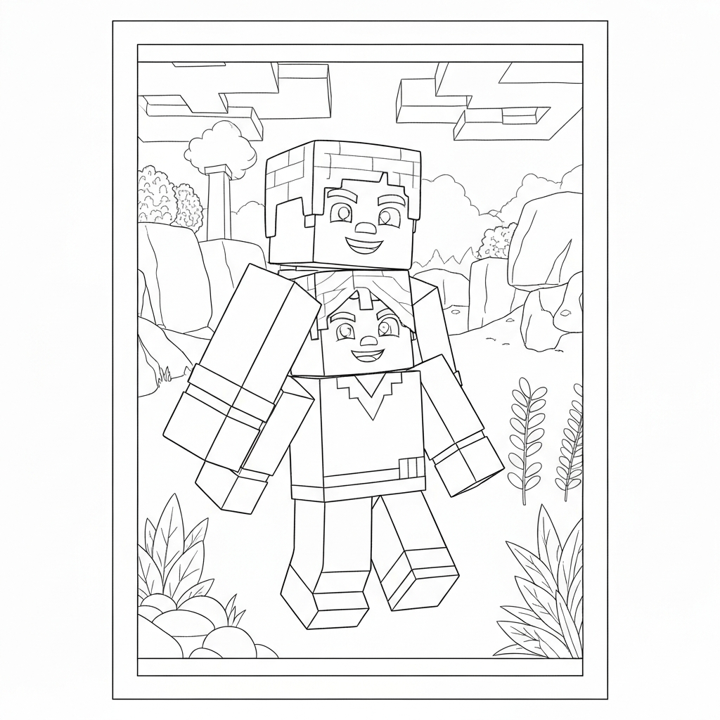 minecraft movie family coloring page