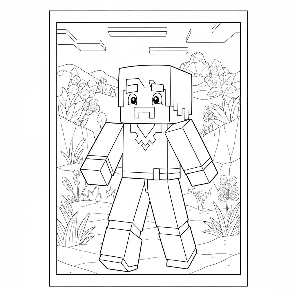 minecraft movie flowers coloring page