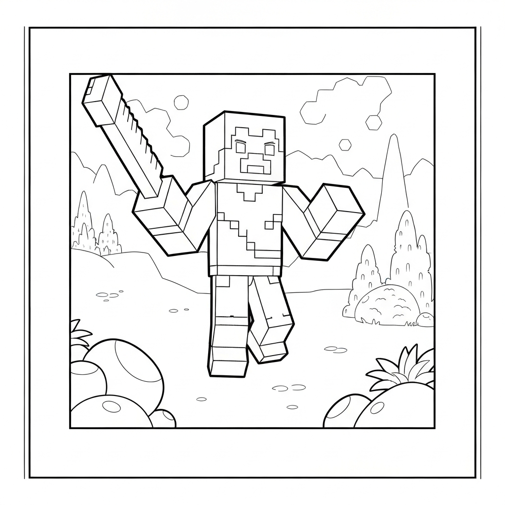 minecraft simple coloring page