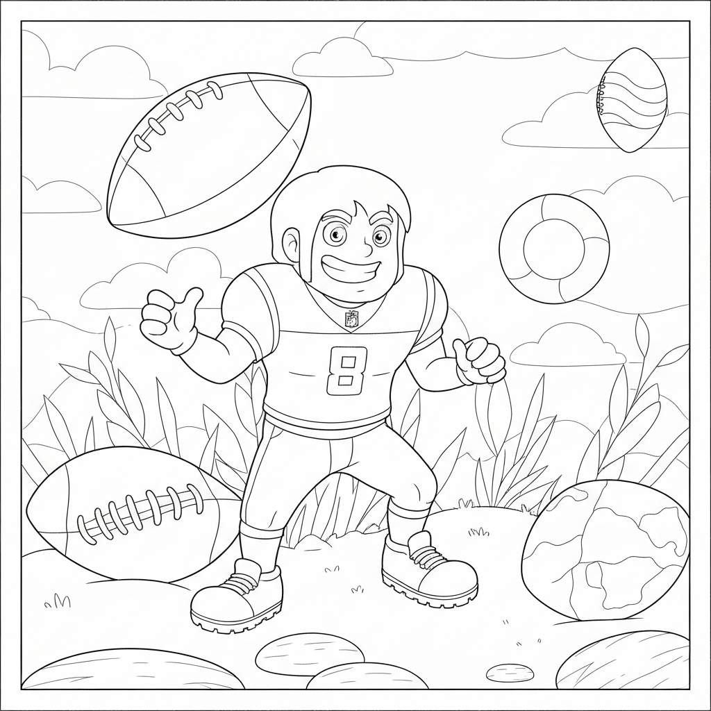 nfl football cartoon coloring page