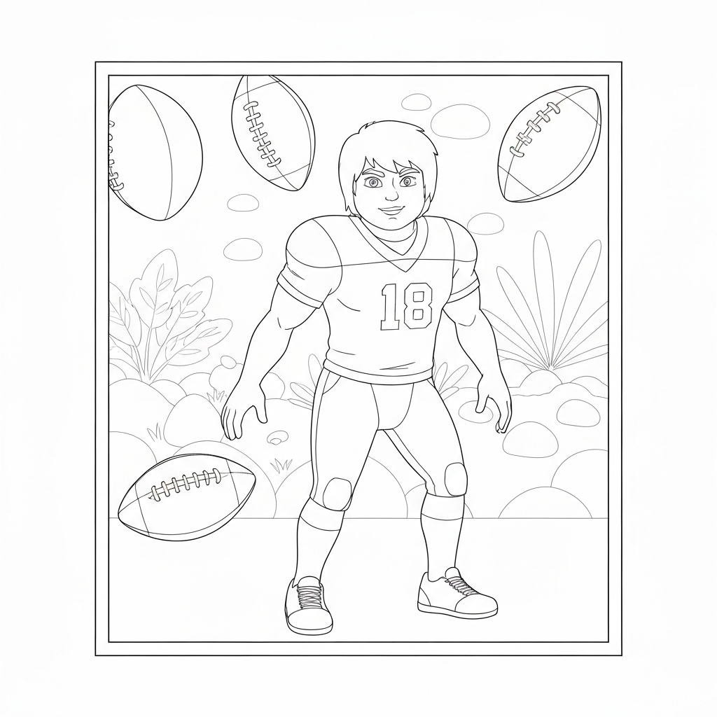 nfl football easy coloring page