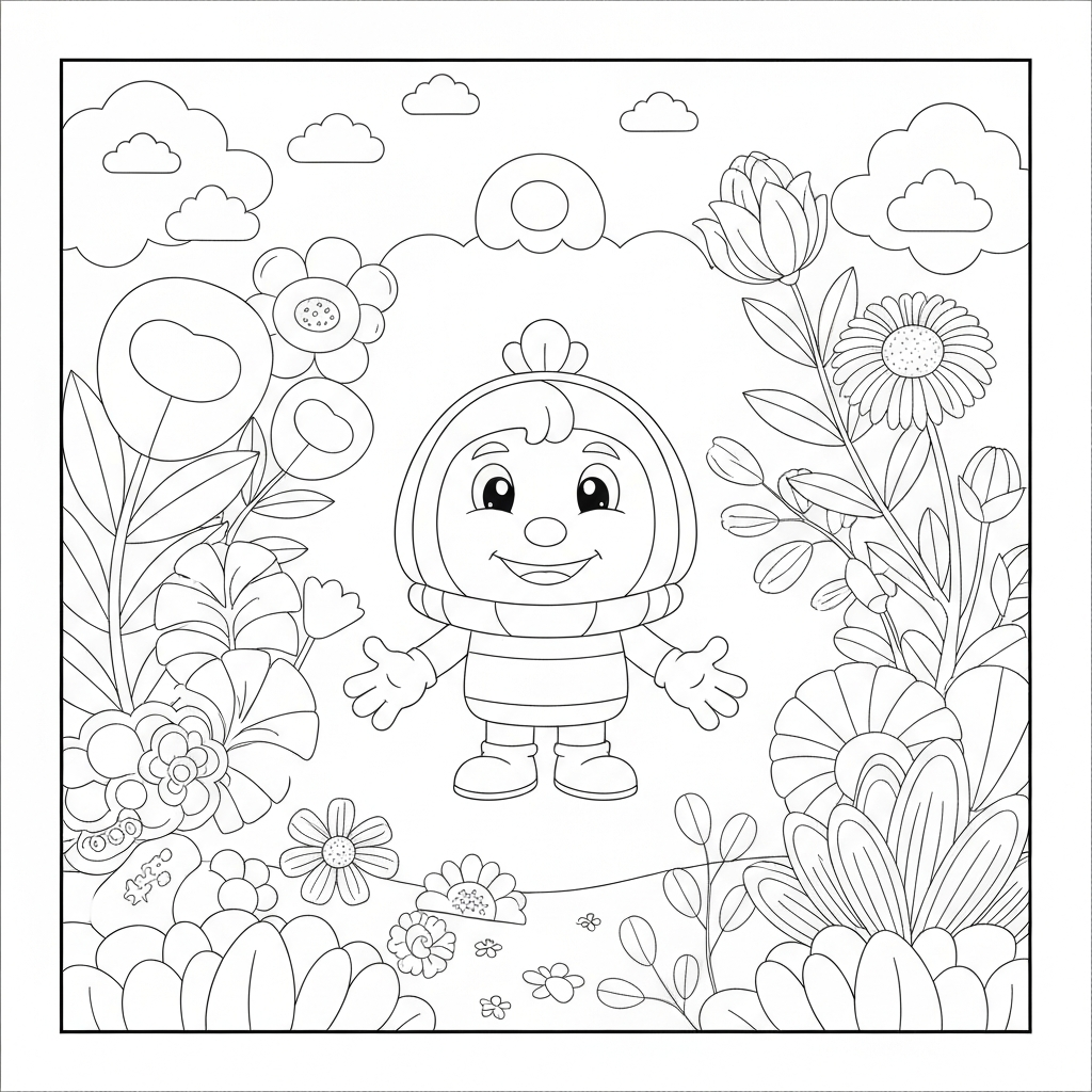 number block flowers coloring page