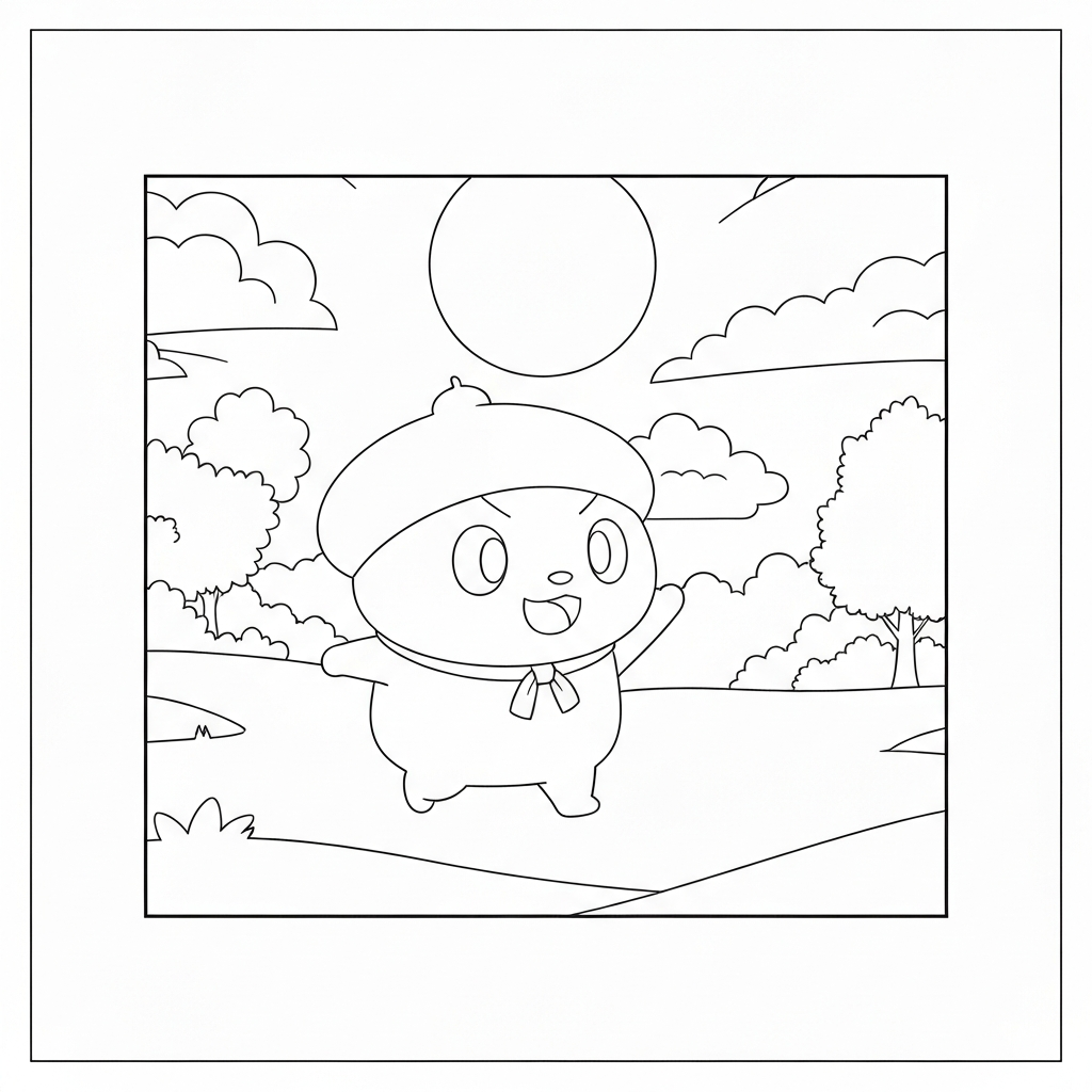 pompompurin action coloring page