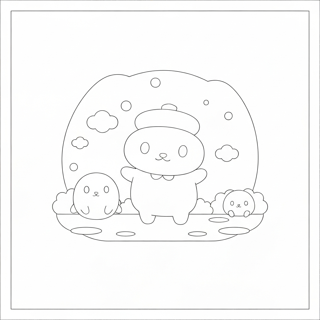 pompompurin detailed coloring page