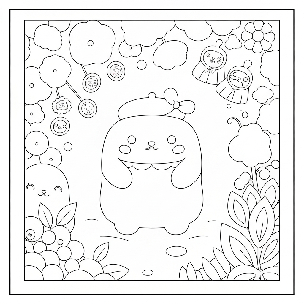 pompompurin flowers coloring page