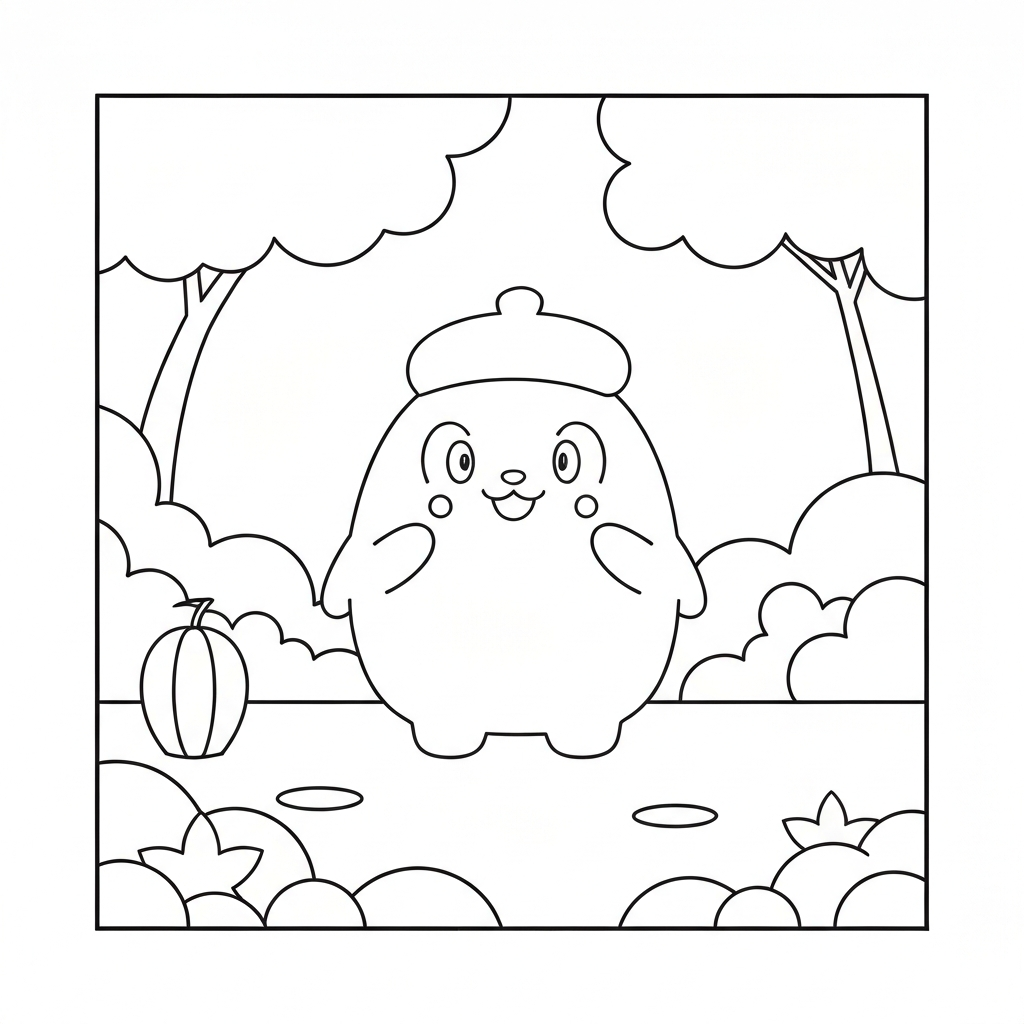 pompompurin portrait coloring page