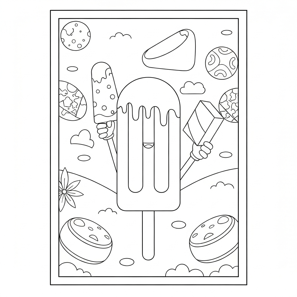 popsicle cartoon coloring page