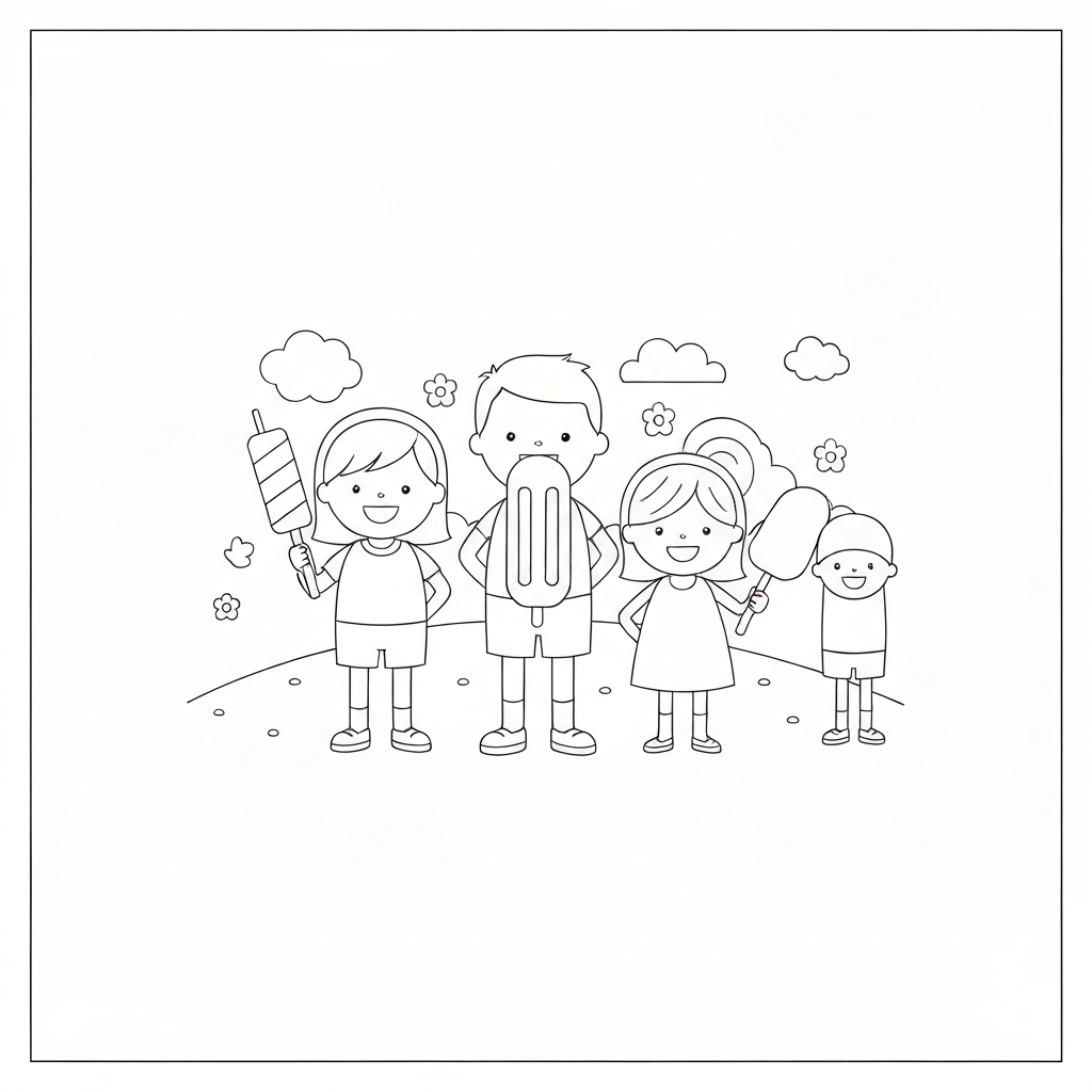 popsicle family coloring page