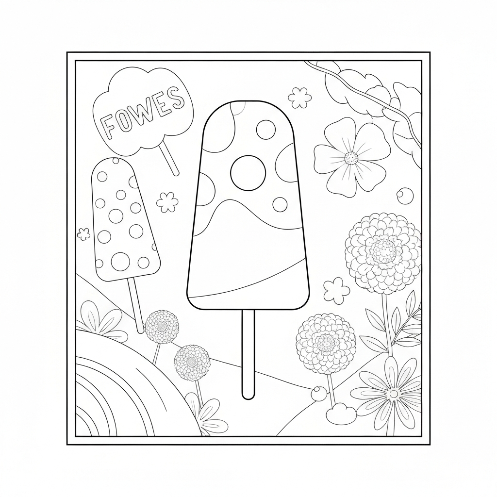 popsicle flowers coloring page