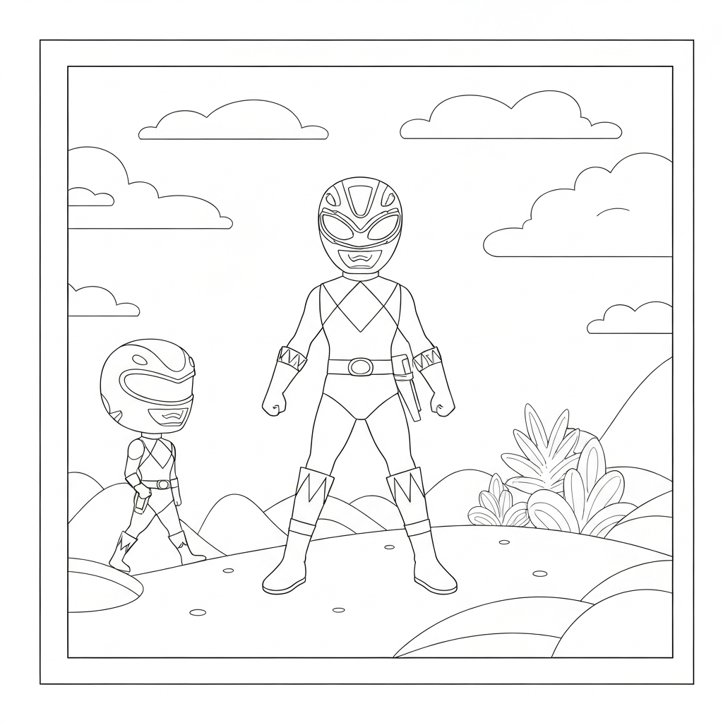 power ranger cute coloring page