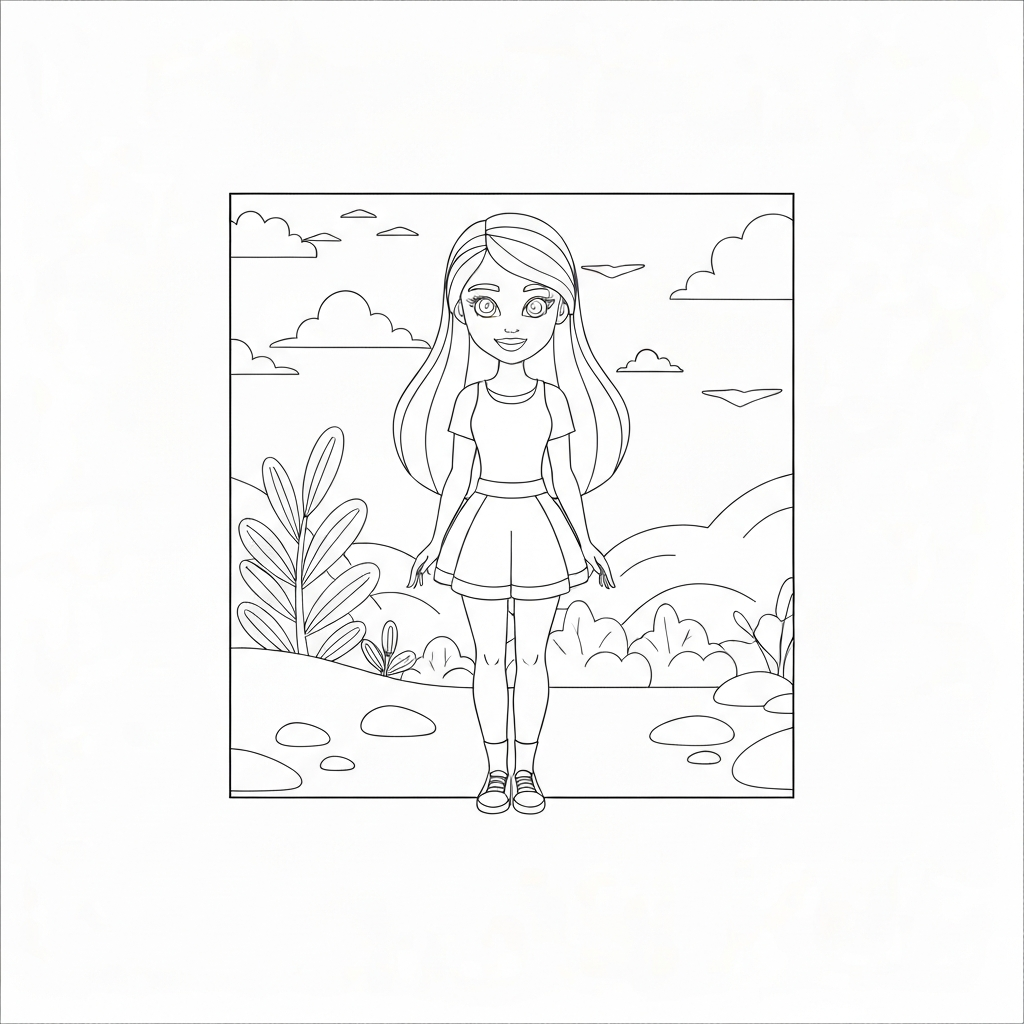 printing barbie educational coloring page