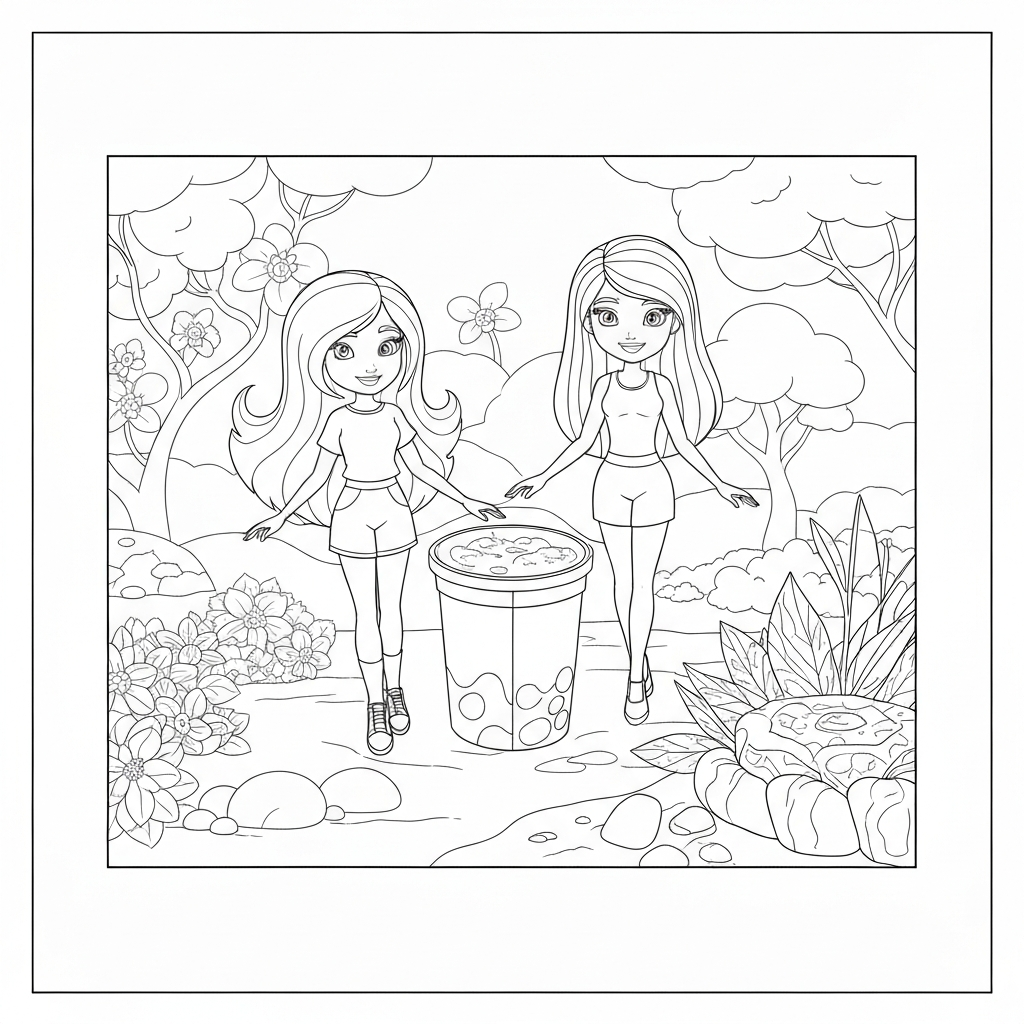 printing barbie family coloring page