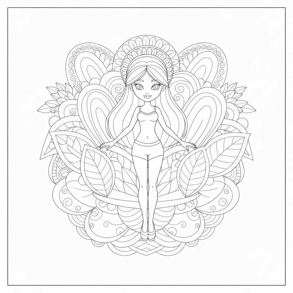 printing barbie mandala coloring page