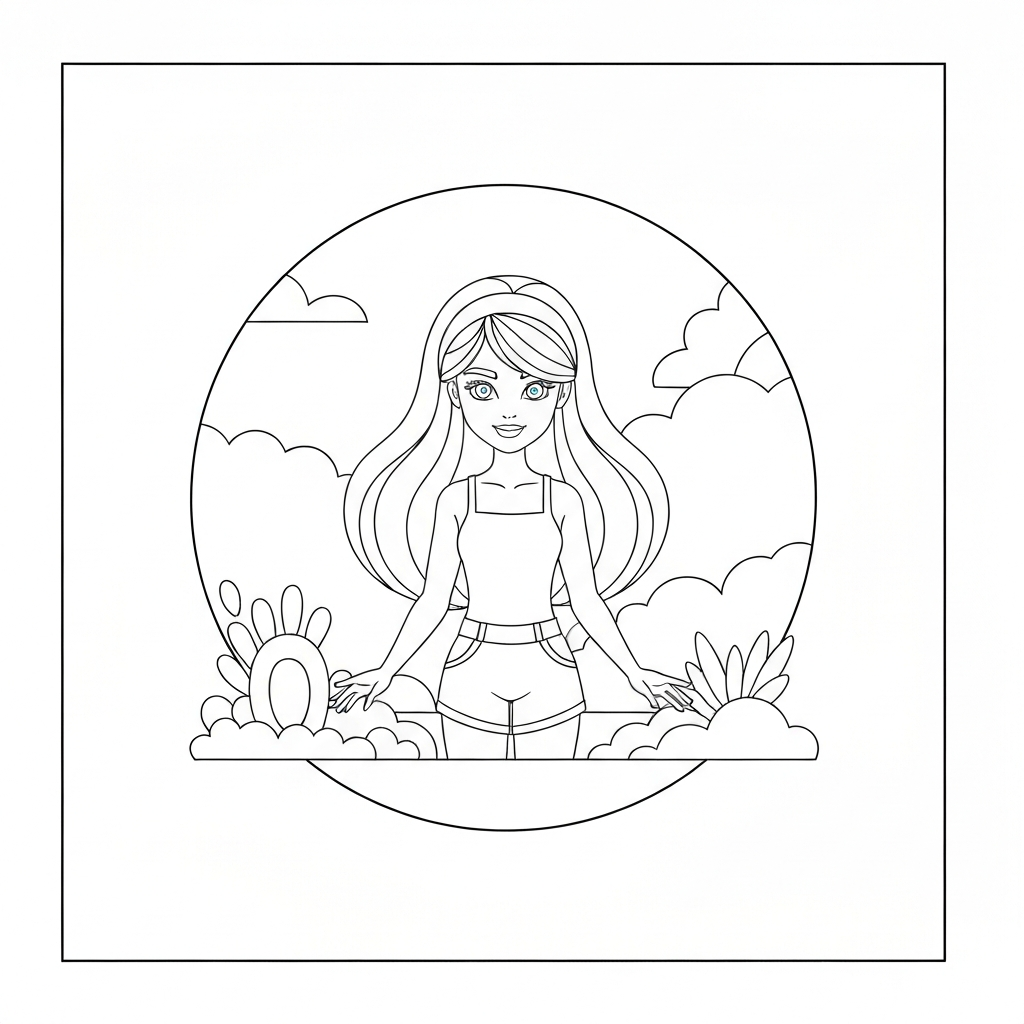 printing barbie portrait coloring page