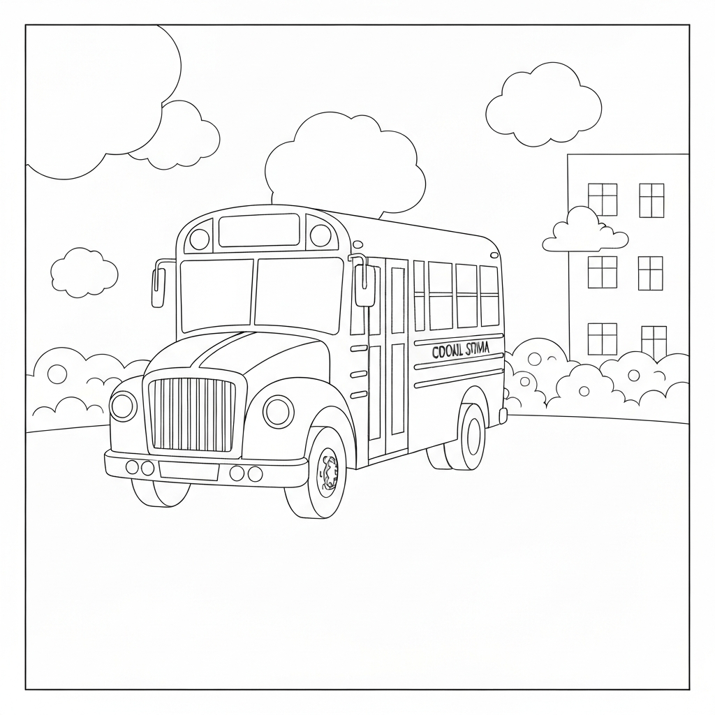 school bus cartoon coloring page