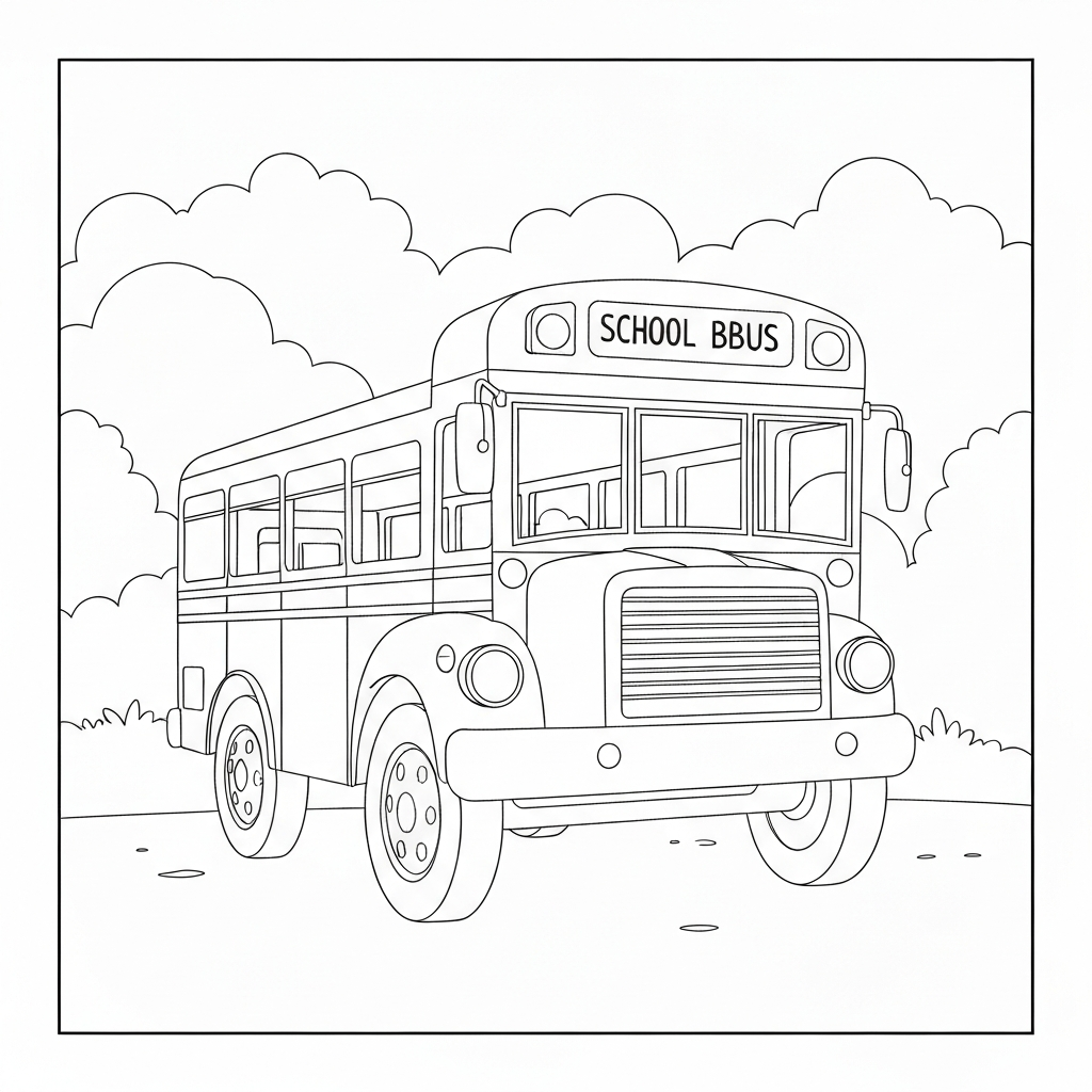 school bus decorative coloring page