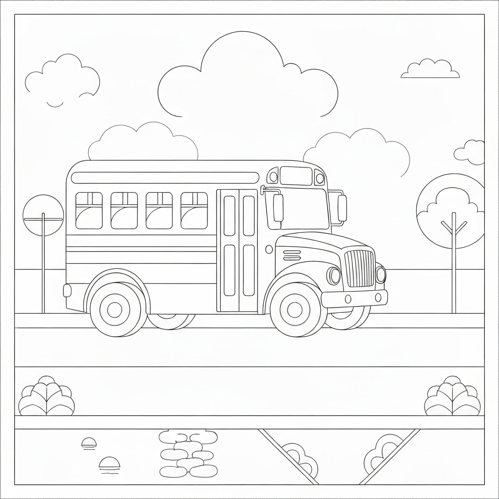 school bus easy coloring page