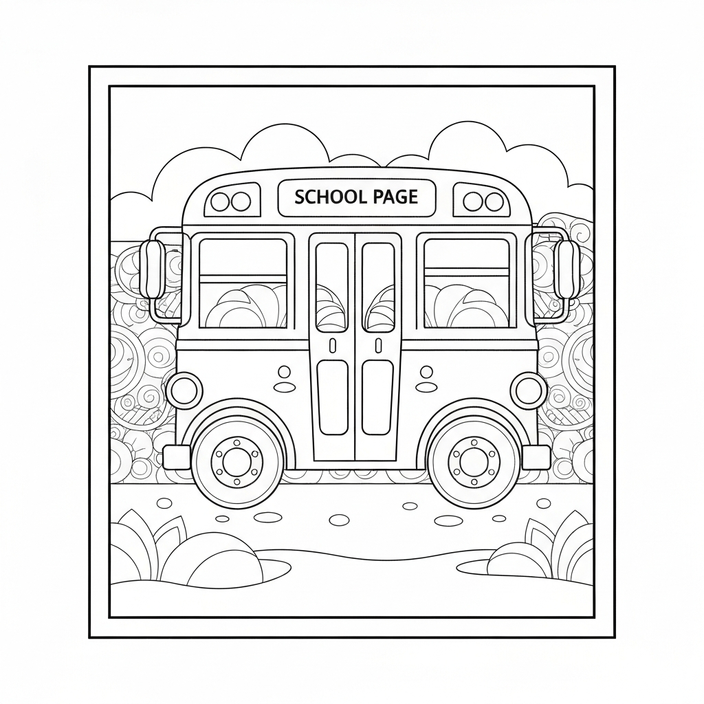 school bus mandala coloring page