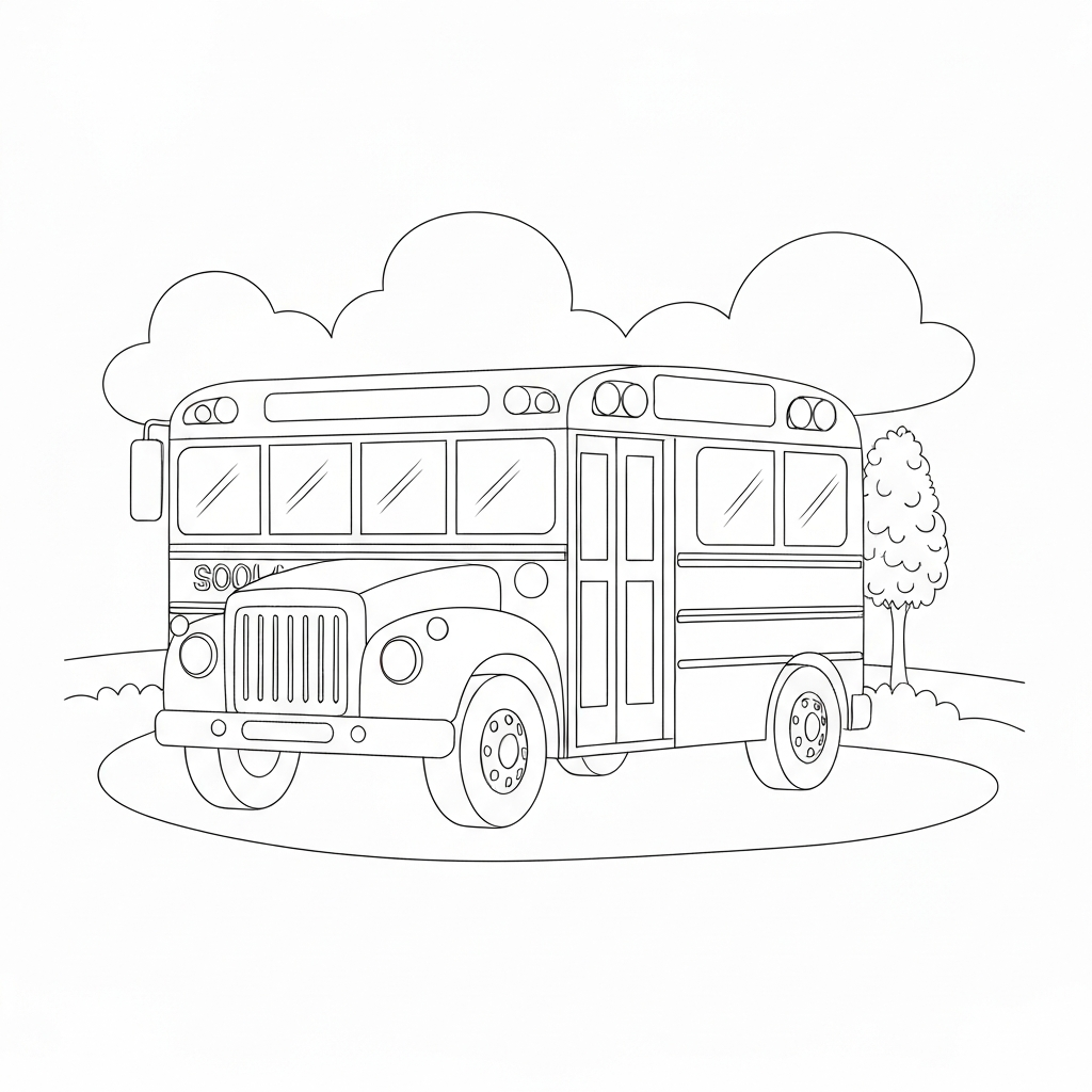 school bus portrait coloring page