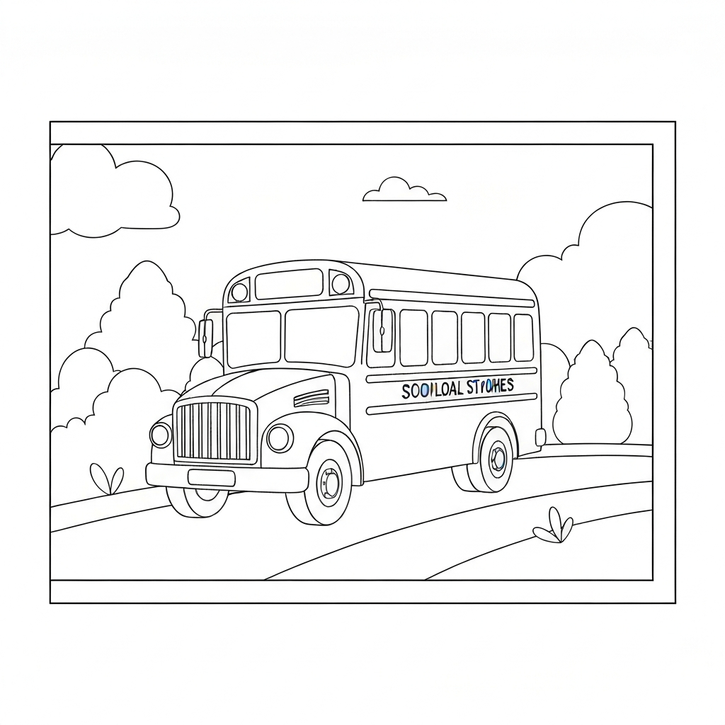 school bus simple coloring page