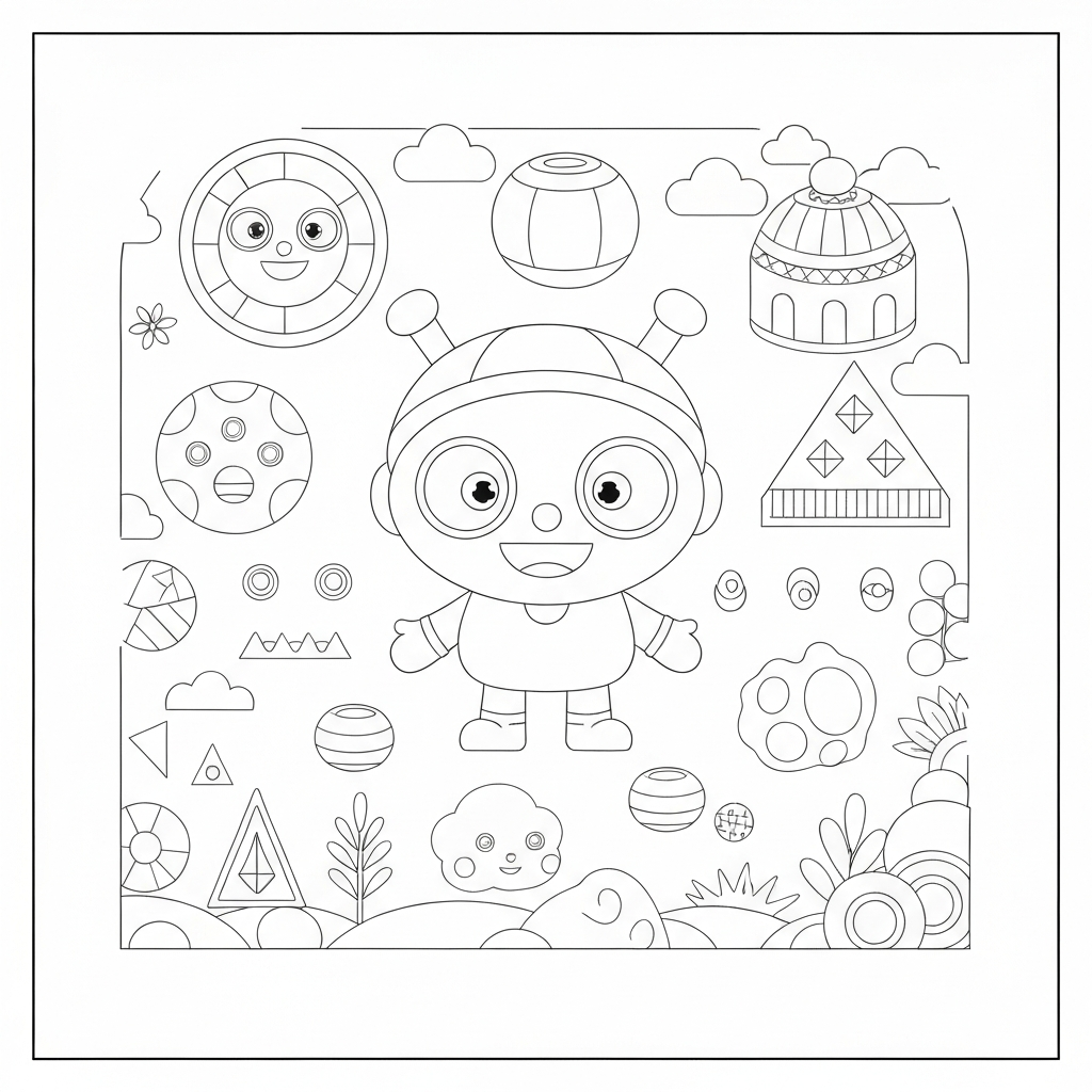 shapes cute coloring page