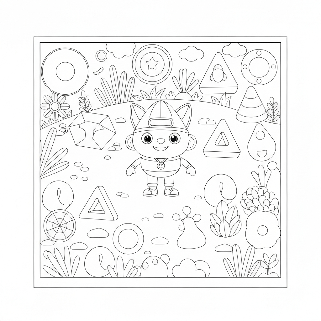 shapes educational coloring page