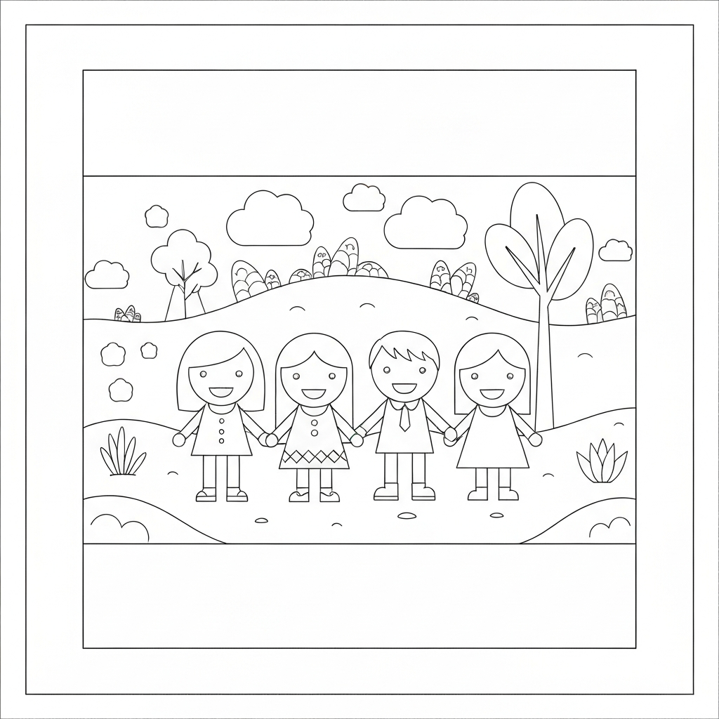 shapes family coloring page