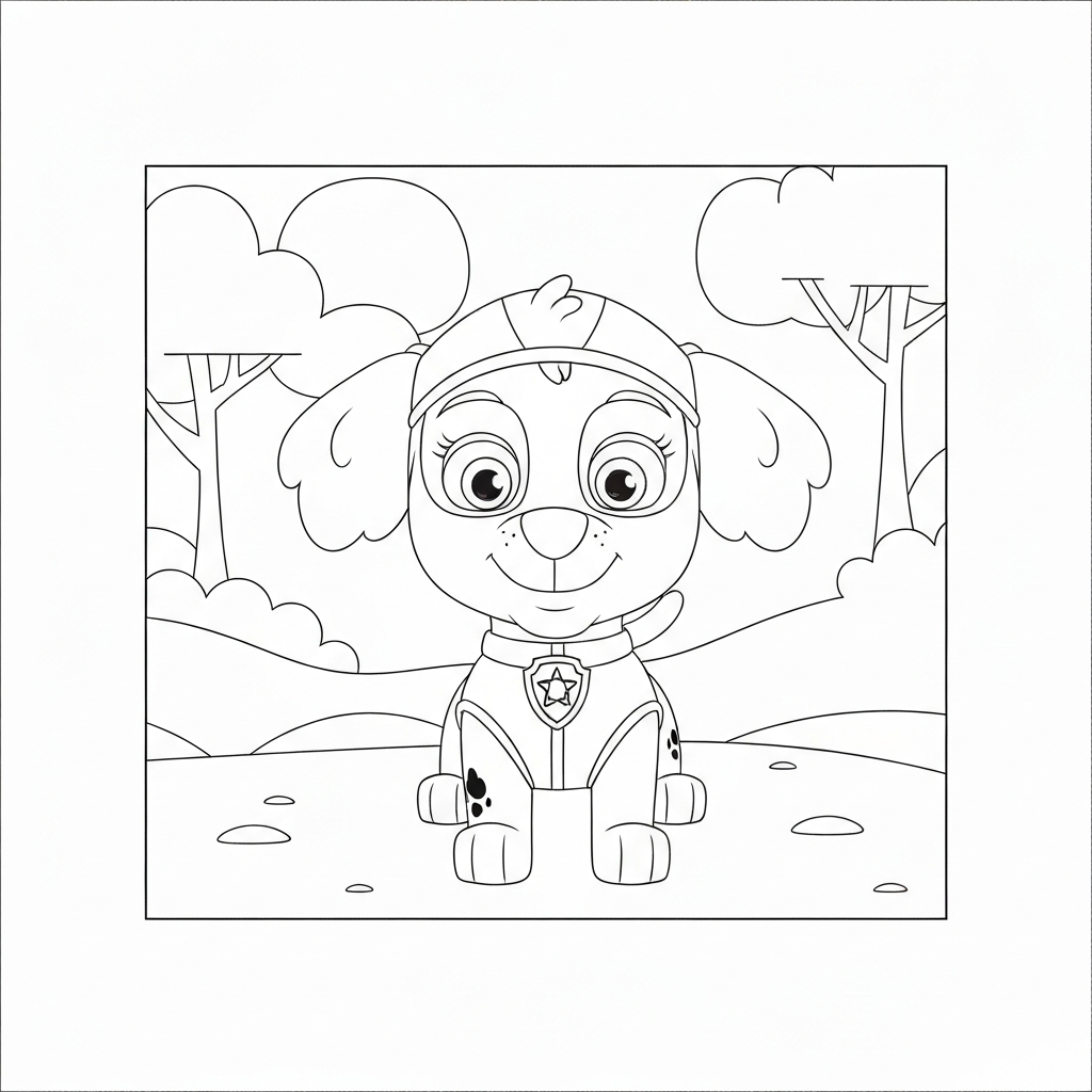 Skye Paw Patrol detaillierte Malvorlage