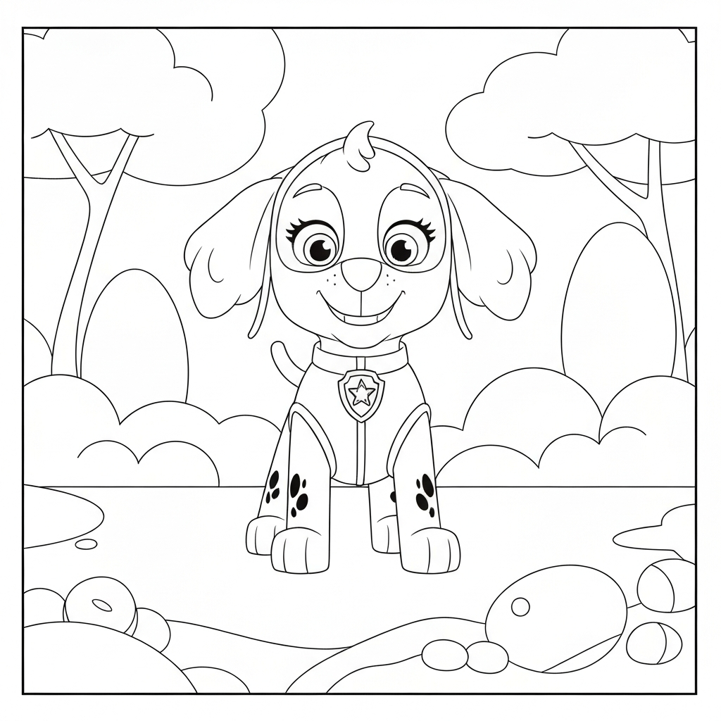 Skye Paw Patrol einfache Malvorlage