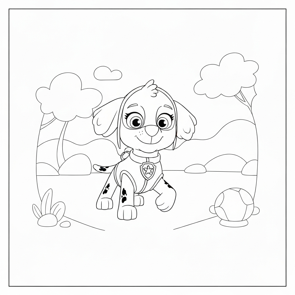 Skye Paw Patrol lehrreiche Malvorlage